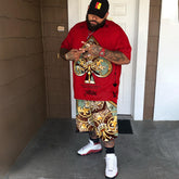 Big and Tall Men's Red Fan Pattern Set|Biggmans
